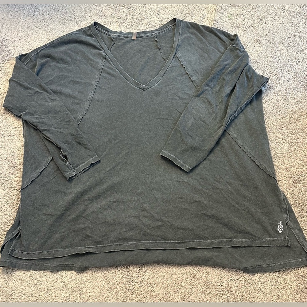 Free People V-Neck Long Sleeve Top size M